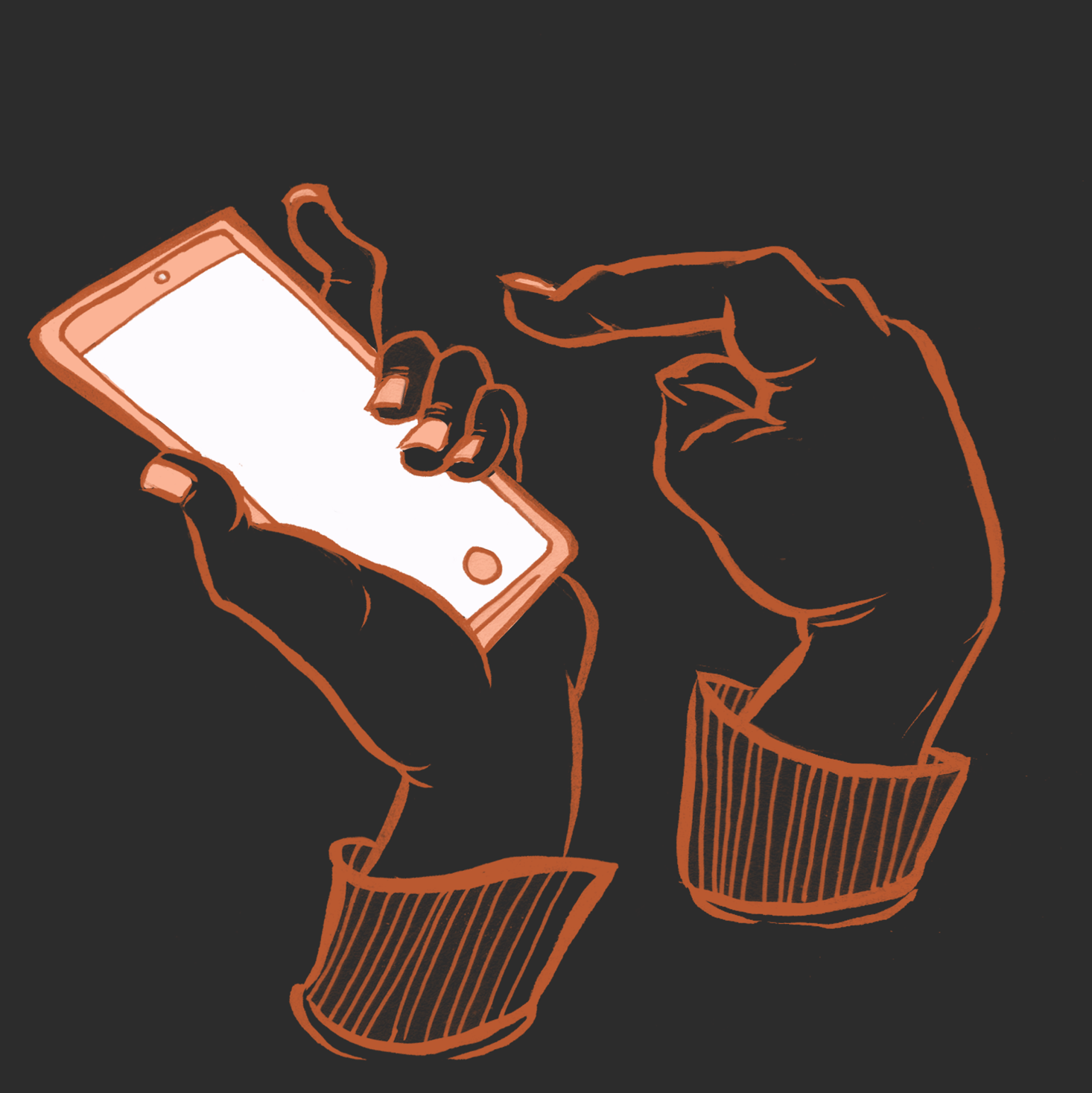 an animated illustration of hands using a phone